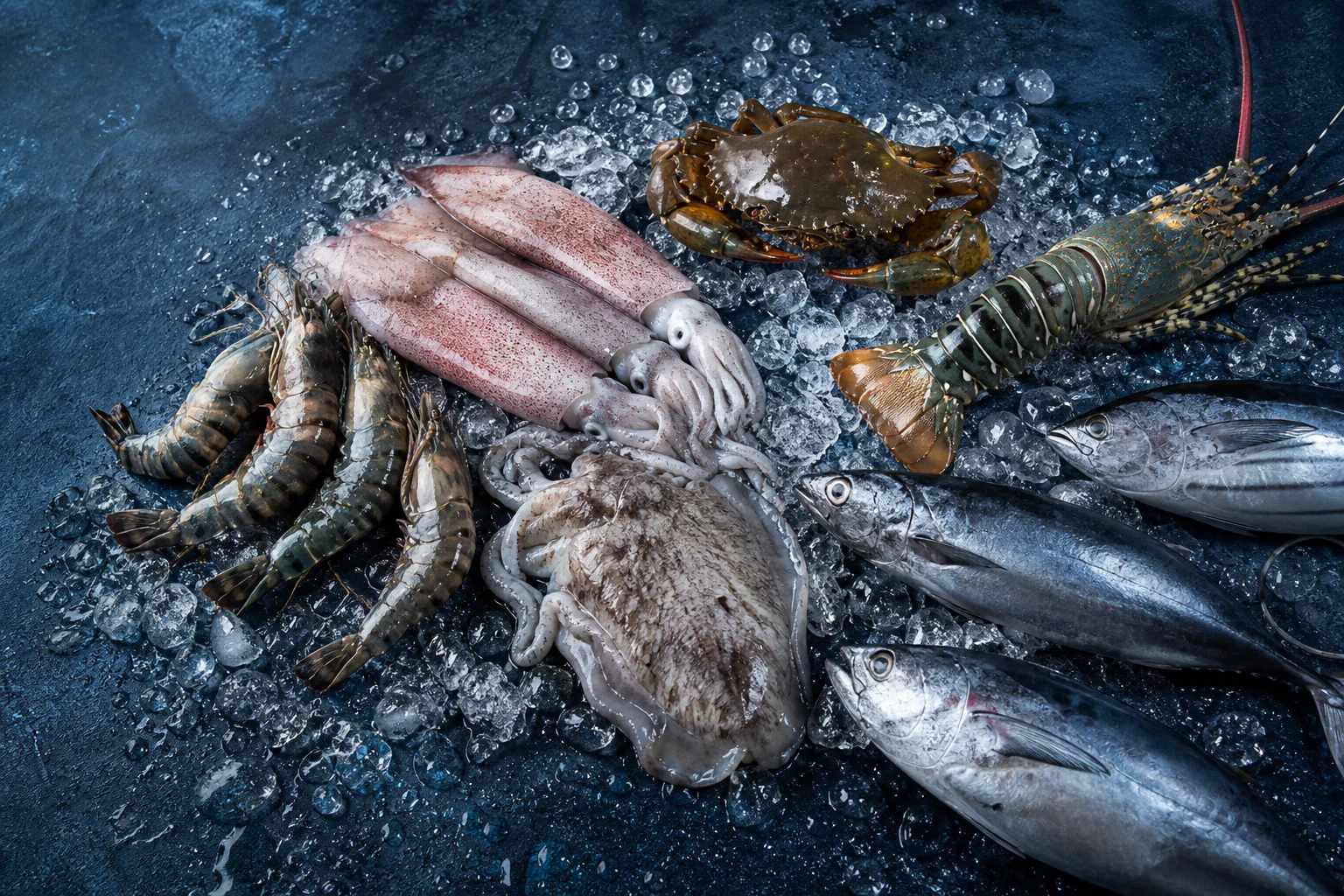 Black Tiger Prawns seafood selection